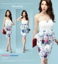 ドレス Mペプラム花柄ワンピ  キャバ ミニドレス