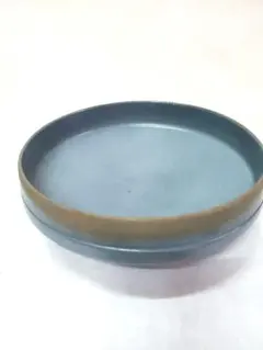 骨董・華道】青磁 貫入 丸水盤 花器 浅鉢 飾り盆 生け花 直径26cm