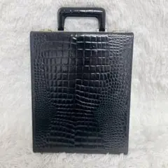 希少美品　アタッシュケース　クロコ型押し　ブラック　ヴィンテージ エルメス アタッシュケース 黒 ブラック クロコダイル ポロサス G金具