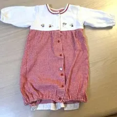 familiar ロンパース 2wayオール カバーオール 赤のチェック