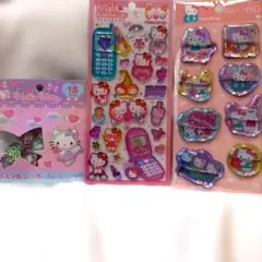 ハローキティ平成ハッピーフォン、おはじき、ウォーターシール3セット♡