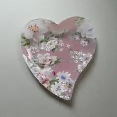 ハート型花柄インテリアトレイ