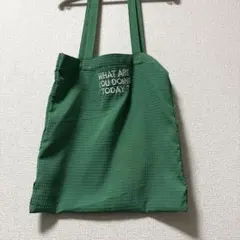 ロゴ刺繍 ワッフル生地 トートバッグ グリーン