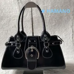 皇室御用達】ハマノ 濱野ハンドバッグ ミニボストンレザーチャーム付き