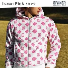 【DIVINER GOLF-ディバイナーゴルフ】 PIK総柄ZIPパーカー/L