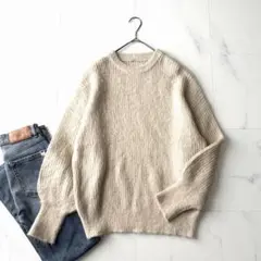 ミラオーウェン　モヘヤ混　ニットセーター　クルーネック　ゆったり