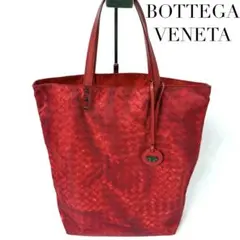 ボッテガヴェネタ イントレッチオリュージョン レザー 本革 トートバッグ 赤