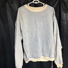 ザラ ZARA デニムスウェット ダメージ加工 L オーバーサイズ