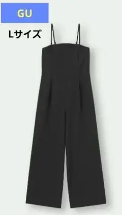 ☆値引き中☆【Lサイズ】GU 2WAY サロペット ブラック ポケット付き 美品のサムネイル