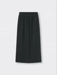 リブナロースリットロングスカート GU ブラック