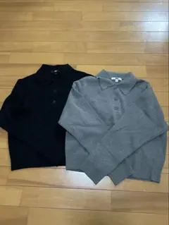 最終値下げユニクロ　スムースコットンポロセーターSサイズ　ブラックとグレー2点