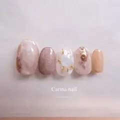 5658 ジェルネイルチップ 天然石風 ちぐはぐ ニュアンスミラー