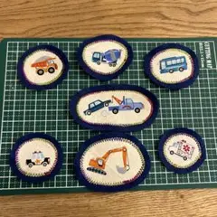 7枚セット！働く車ハンドメイドワッペン　紺色