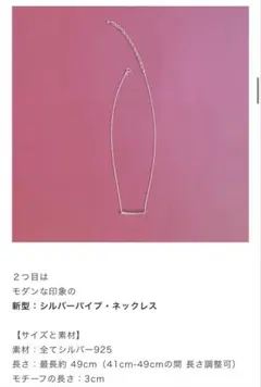 プティローブノアー　シルバー925 パイプネックレスのサムネイル