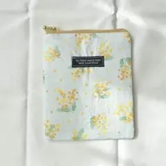 ハンドメイド⁑ミモザ柄　フラット　ミニポーチ