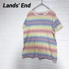 Lands' End 虹色マルチボーダー Tシャツ 半袖【S/P】