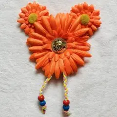 パッチン　オレンジ　花　ディズニーリゾート　ヘアアクセサリー　ヘアパッチン