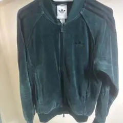 adidas ダークグリーン ジップアップジャージ XS
