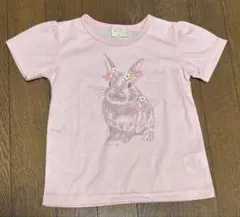 ウサギ　ピンク Tシャツ　la poche biscuit 100のサムネイル