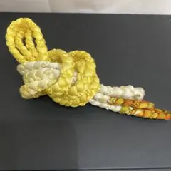 sh3088 ⑦ 帯締め　黄色と白の編み込み帯締め　着物　小物　和装