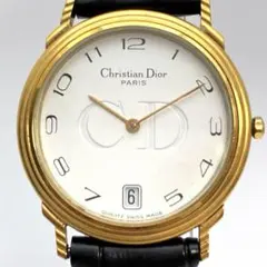 稼働 Christian Dior 腕時計 ゴールド CDロゴ レザー3958 - メルカリ
