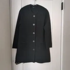 A.P.C. ブラック ノーカラーロングコート 34サイズ - メルカリ
