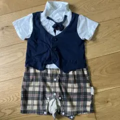 フォーマル タキシード 80cm ネイビー チェック柄 男の子