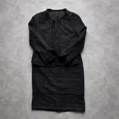 ツイード レディース ジャケット スカート セットアップ ブラック フォーマル