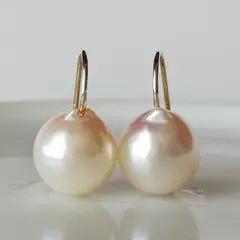 8mm　K14GF　パール　ひと粒フックピアス　あこや真珠　アコヤ　小粒