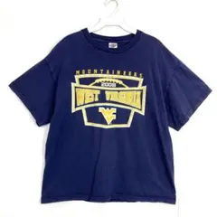 90-00s フットボール ウエストバージニア大学プリントTシャツ 紺