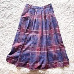 サマンサモスモス チェック柄ロングスカート コットン100% ウエストゴム F