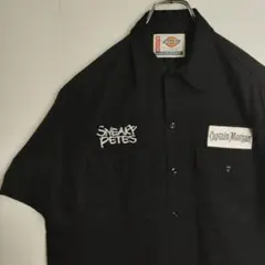 ディッキーズ 半袖シャツ ワークシャツ ブラック 刺繍ロゴ メンズM