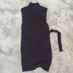 ダークパープル タートルネック ノースリーブ　ワンピースセット