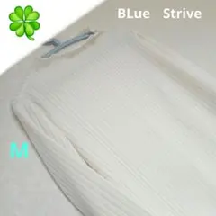 BLueStrive 　リブ編み長袖シャツ　 M　 ホワイト　ストライプ　フリル