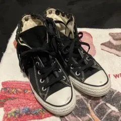 CONVERSE フリンジ付き ブラックハイカットスニーカー