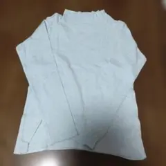 キッズ 150cm 水色ドット柄 ハイネック長袖カットソー
