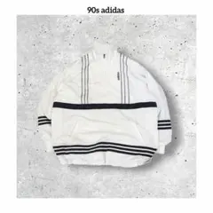 90s デサント製 アディダス 刺繍ロゴ 3ライン ハーフジップ プルオーバー