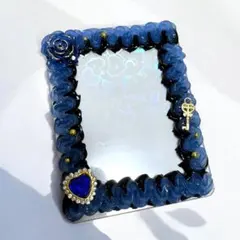 B8 トレカケース デコ 硬質ケース 推し活 ハンドメイド《ブラック青》