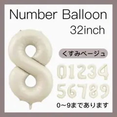 8 ナンバーバルーン くすみベージュ 数字 風船 お誕生日 記念日 飾付け 祝い