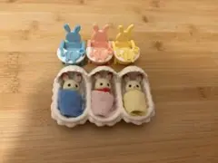 シルバニアファミリー　ショコラウサギのみつごちゃんお世話セット