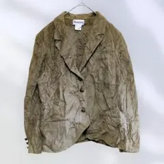 希少 90sビンテージ シワ加工 コーデュロイジャケット テーラード オリーブ