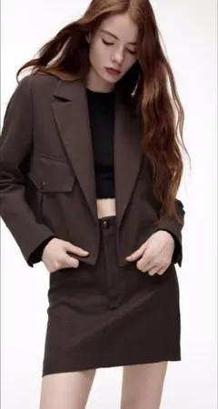 ZARA チェッククロップブレザー&スカートセットアップ