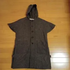 ICHI フード付き　ブラウン　ジレ　秋冬　ウールアンゴラ入り　茶色