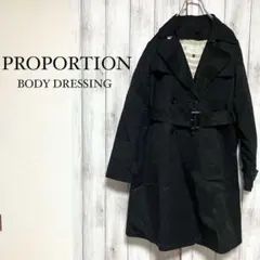 a0158【プロポーションボディドレッシング】トレンチコート S 黒 ベルト付