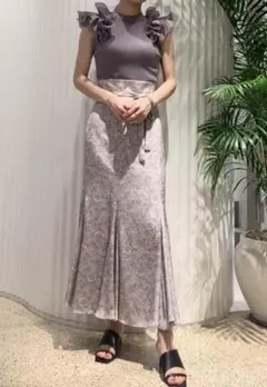 スナイデル　SNIDEL　ピンク　ハイウエストマーメイドフラワープリントスカート