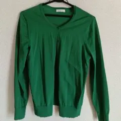 グリーン ボタン付きカーディガン 長袖