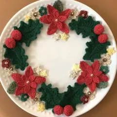 かぎ編みモチーフ　Xmasカラー♪ フラワーセット❁ ⃘*.゜