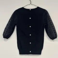 Apuweiser-riche バックデザイン袖切り替え黒ニットM