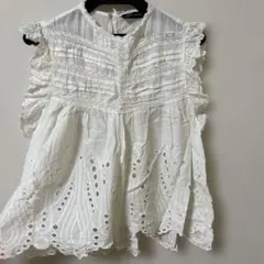 ZARA WOMAN ホワイト ノースリーブ トップス