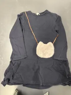 anyFAM 猫トートポシェット柄ワンピース　130㎝